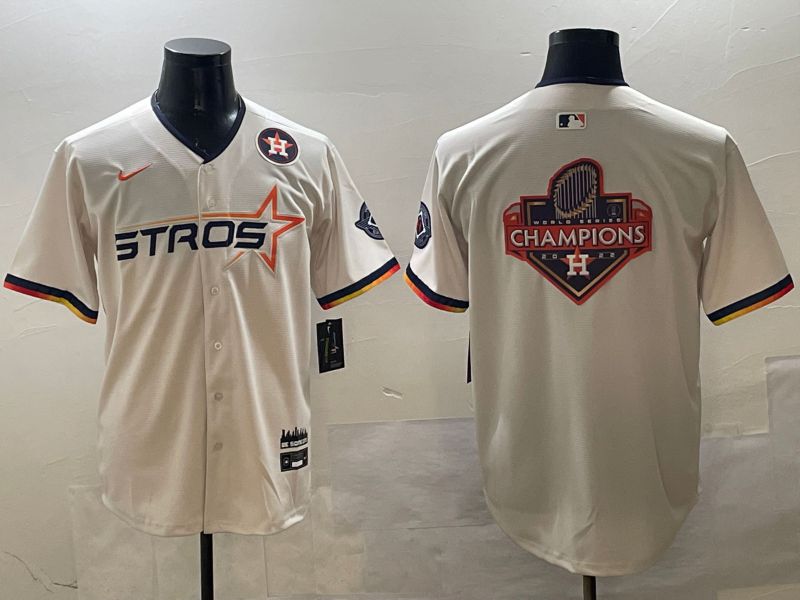 Men Houston Astros Blank Cream Three generations Joint Name 2025 Nike MLB Jersey style 19->houston astros->MLB Jersey